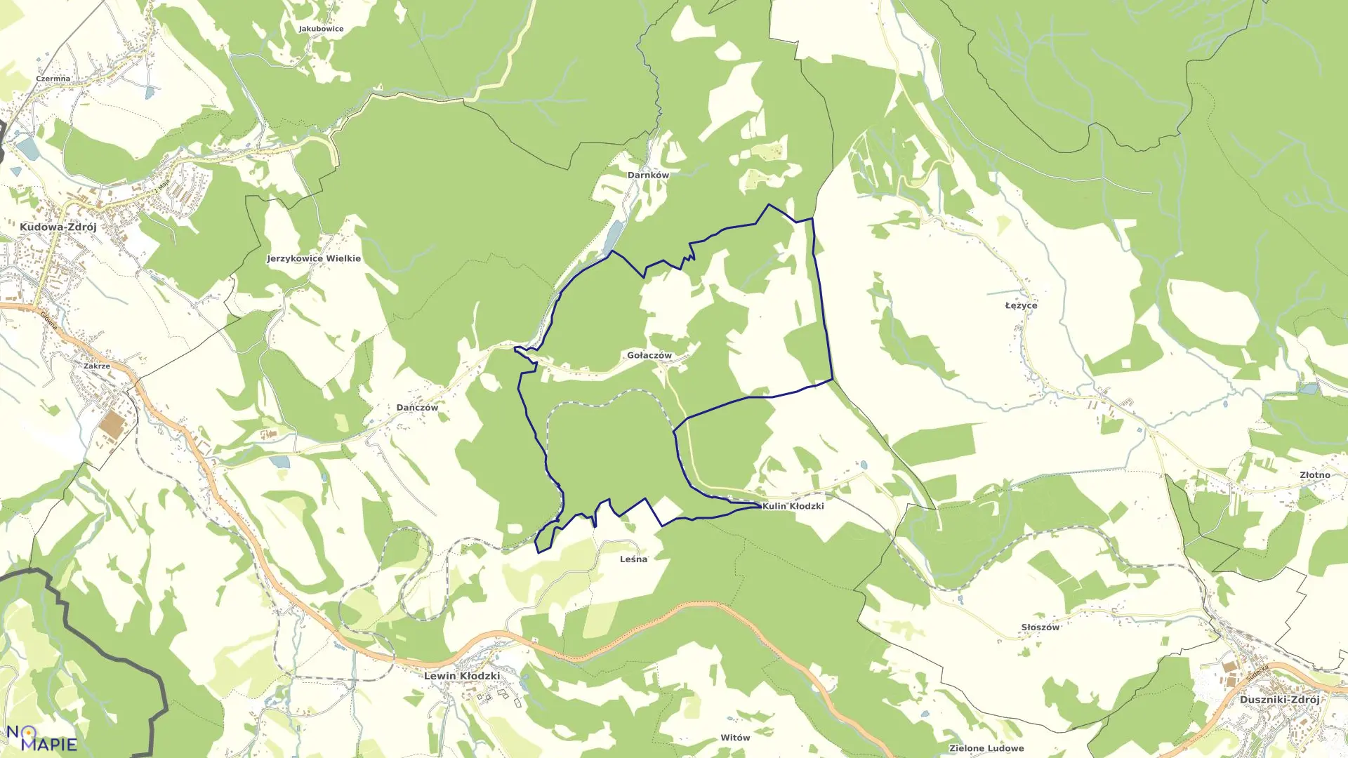 Mapa obrębu Gołaczów w gminie Lewin Kłodzki