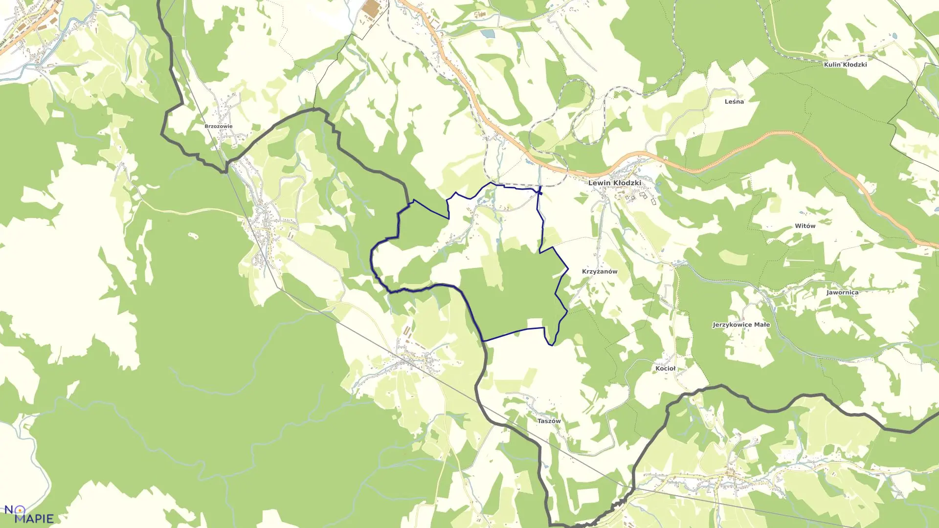 Mapa obrębu Jarków w gminie Lewin Kłodzki