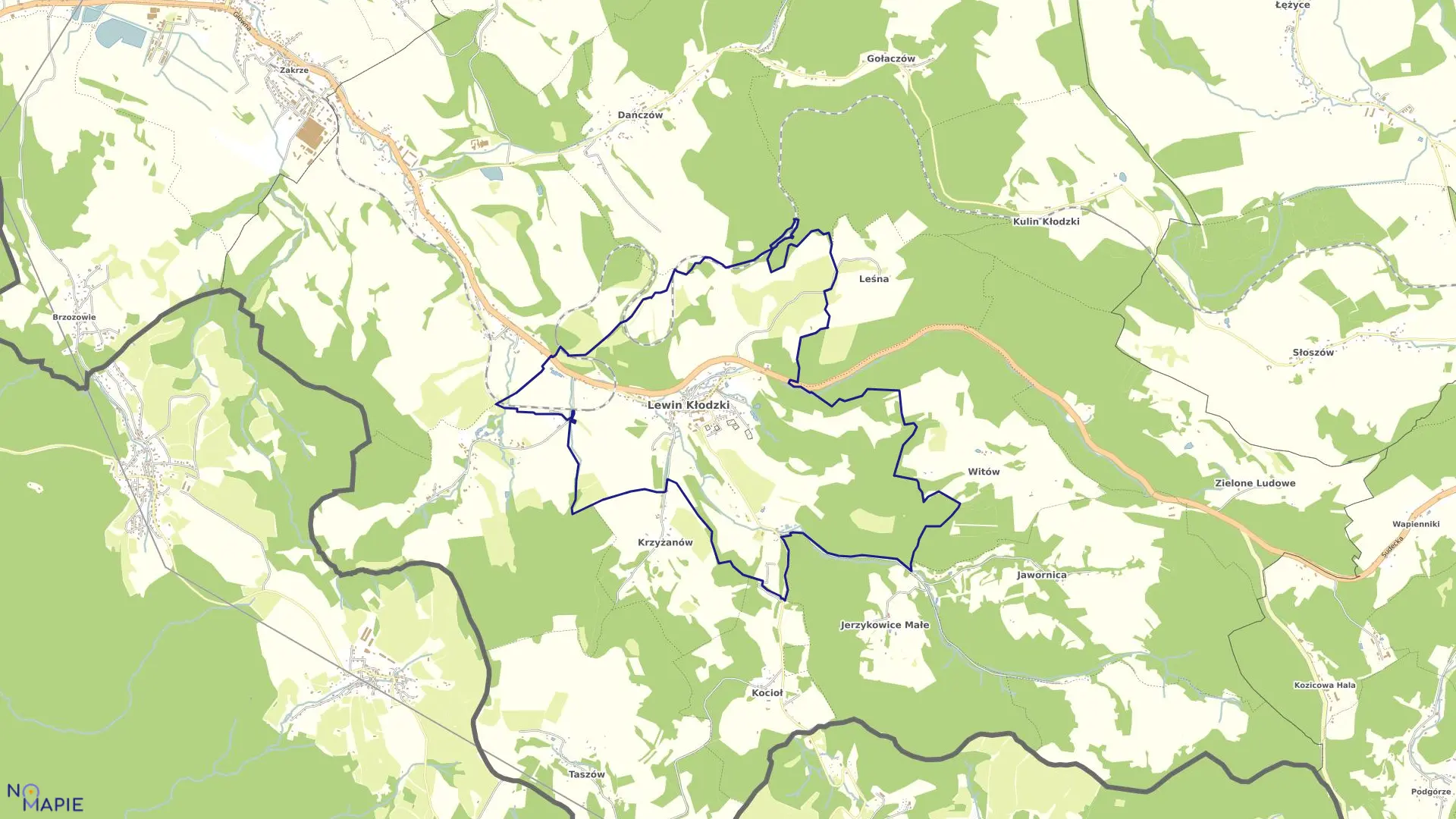 Mapa obrębu Lewin Kłodzki w gminie Lewin Kłodzki