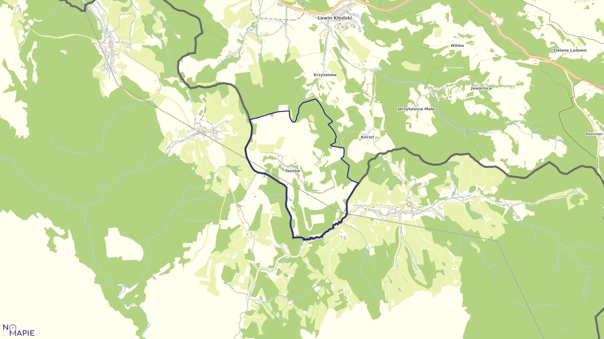 Mapa obrębu Taszów w gminie Lewin Kłodzki